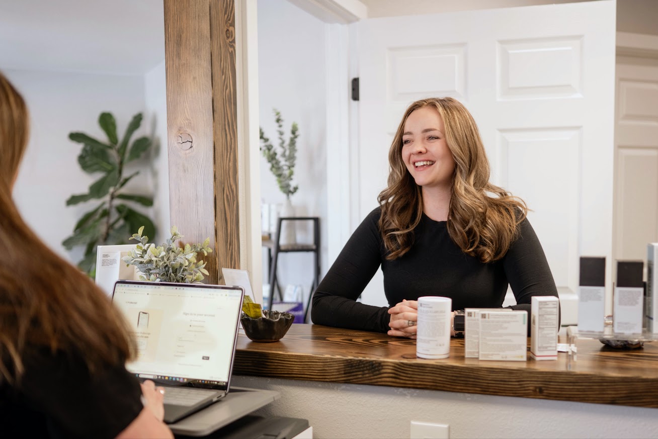 Patient checking in at Vibrance MedSpa Show Low AZ